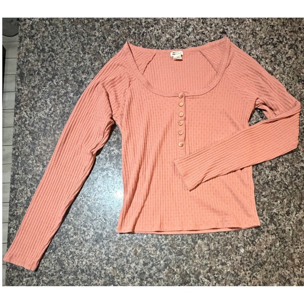 Call Me Rib Knit Top Billabong Long Sleeve, Size Medium